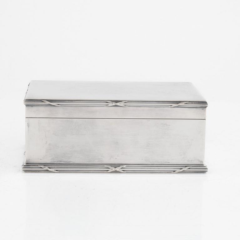 A silver and parcel-gilt cigarr box, mark of Gustave Keller (firm active in Paris 1867-ca. 1940).