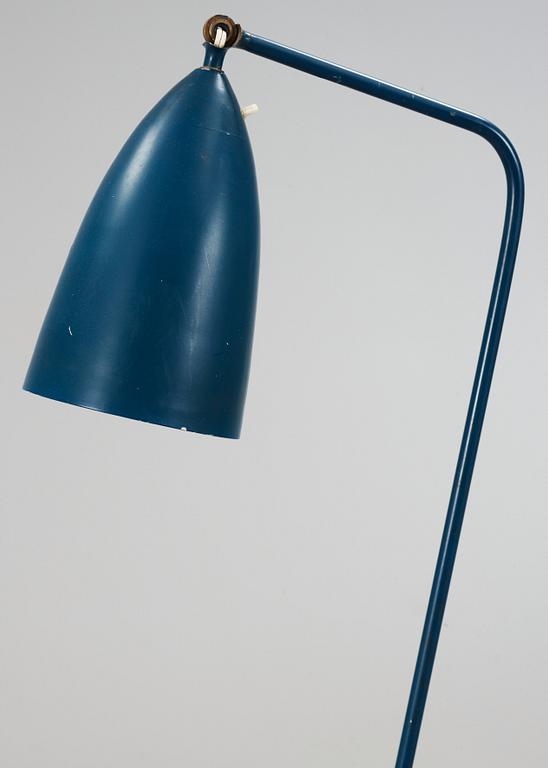 A Greta Magnusson Grossman 'Grasshopper' blue lacquered floor lamp, Bergboms, Malmö, Sweden 1950's, model G-33.