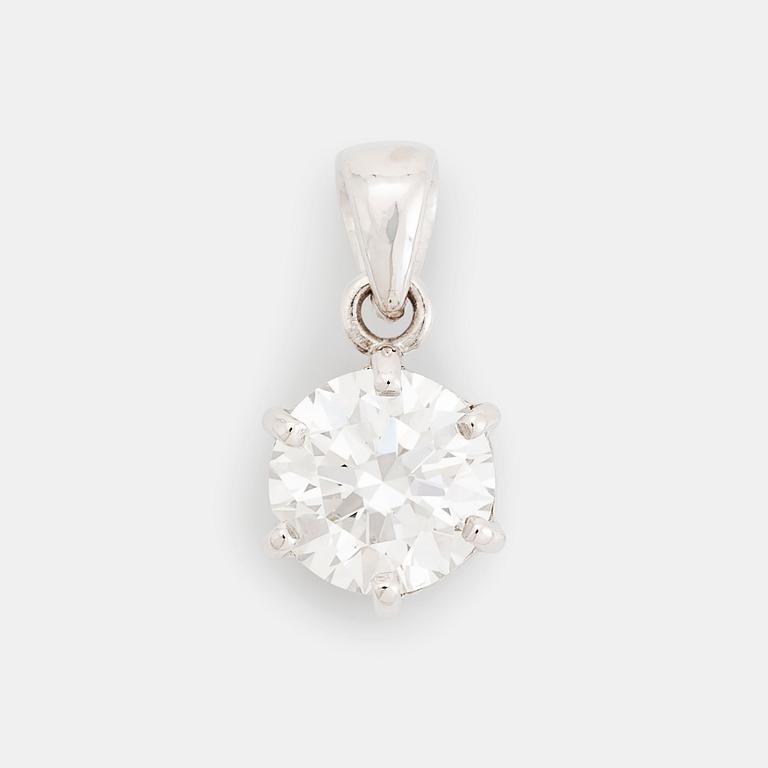 Ett hänge 18K vitguld med en rund briljantslipad diamant 1.16 ct D if (internally flawless).