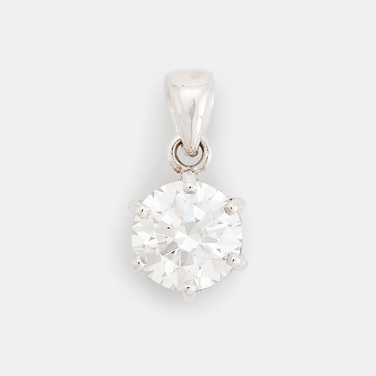 An 18K white gold pendant set with a round brilliant-cut diamond 1.16 ct D if (internally flawless).