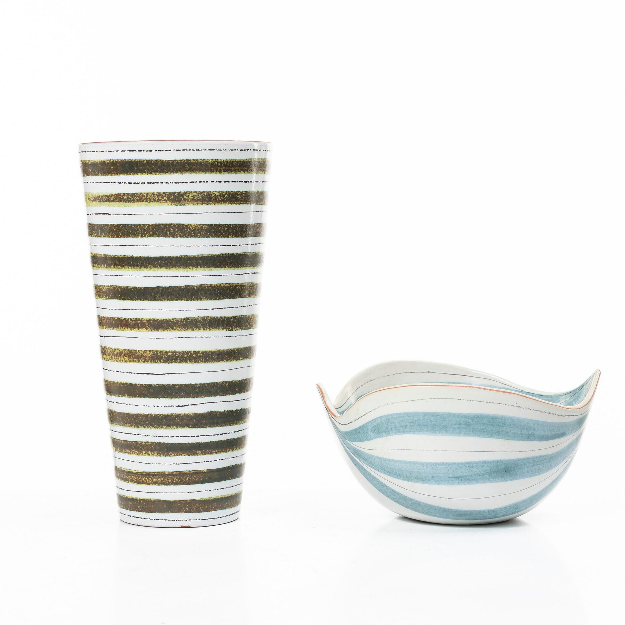 Stig Lindberg, A faience vase and bowl, Gustavsberg.