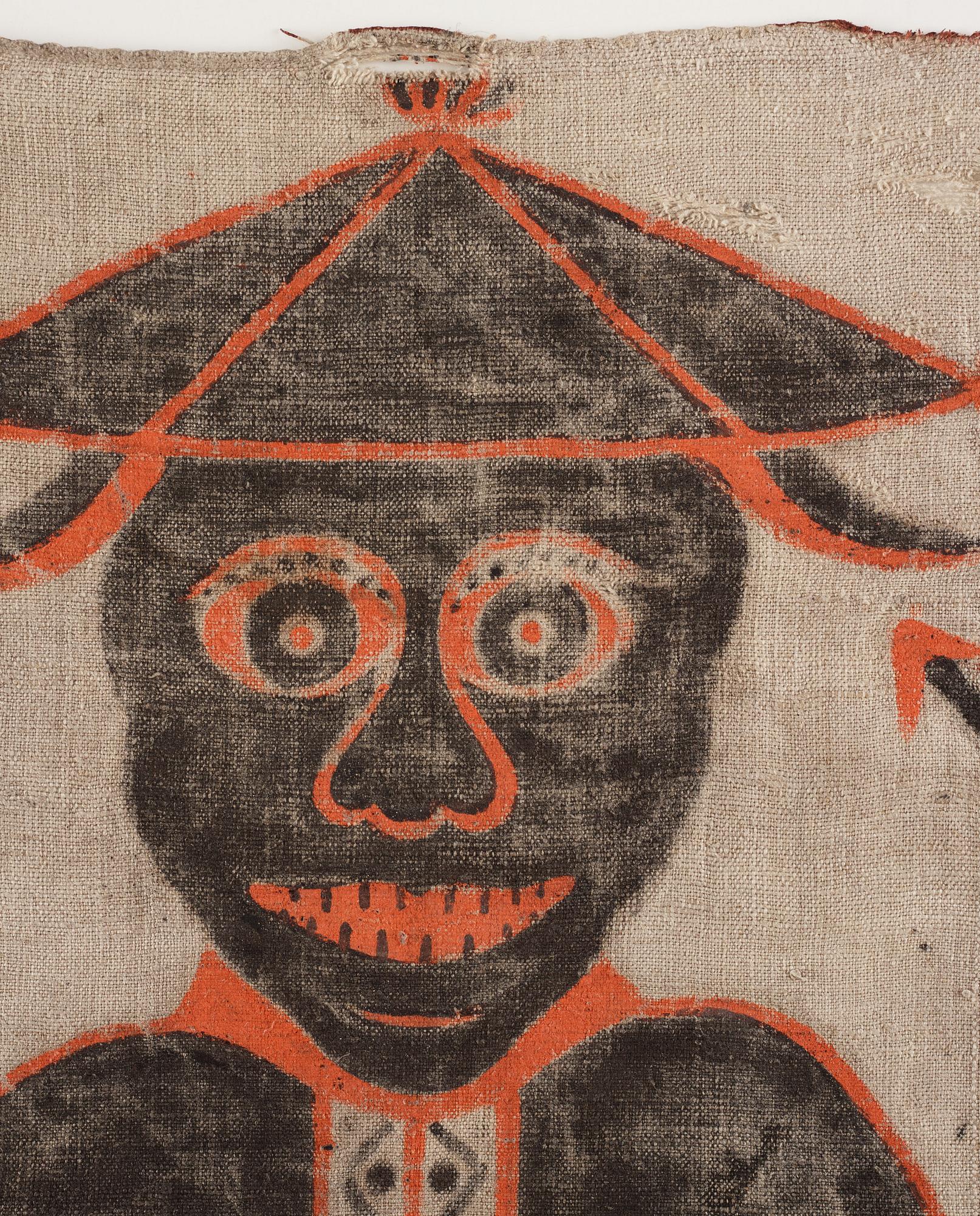 A Swedish painted wolf hunting banner, later part 18th century/early 19th century.