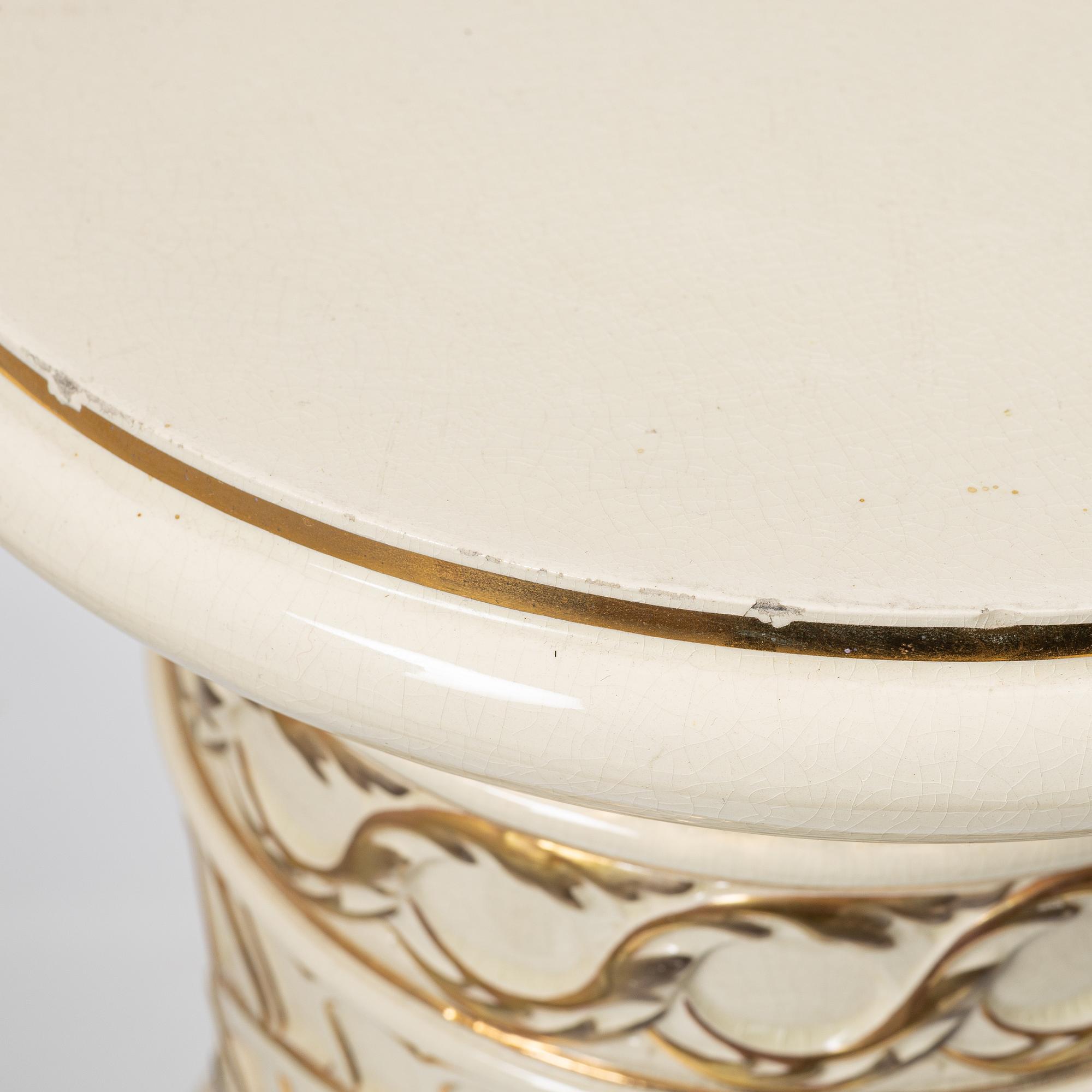 Pot on pedestal, Jugend, Rörstrand, early 20th century.