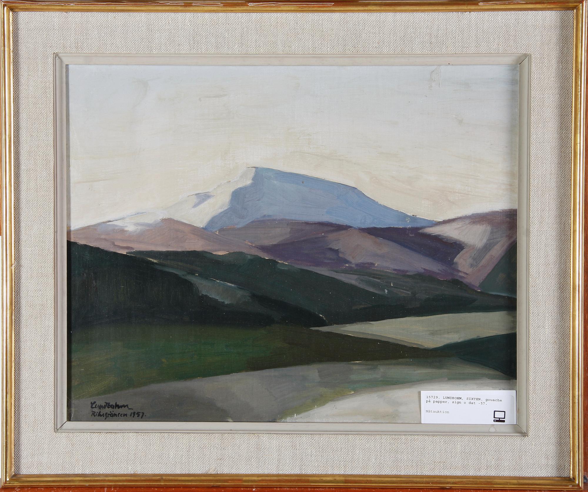 LUNDBOHM, SIXTEN. Gouache på papper, sign o dat -57.