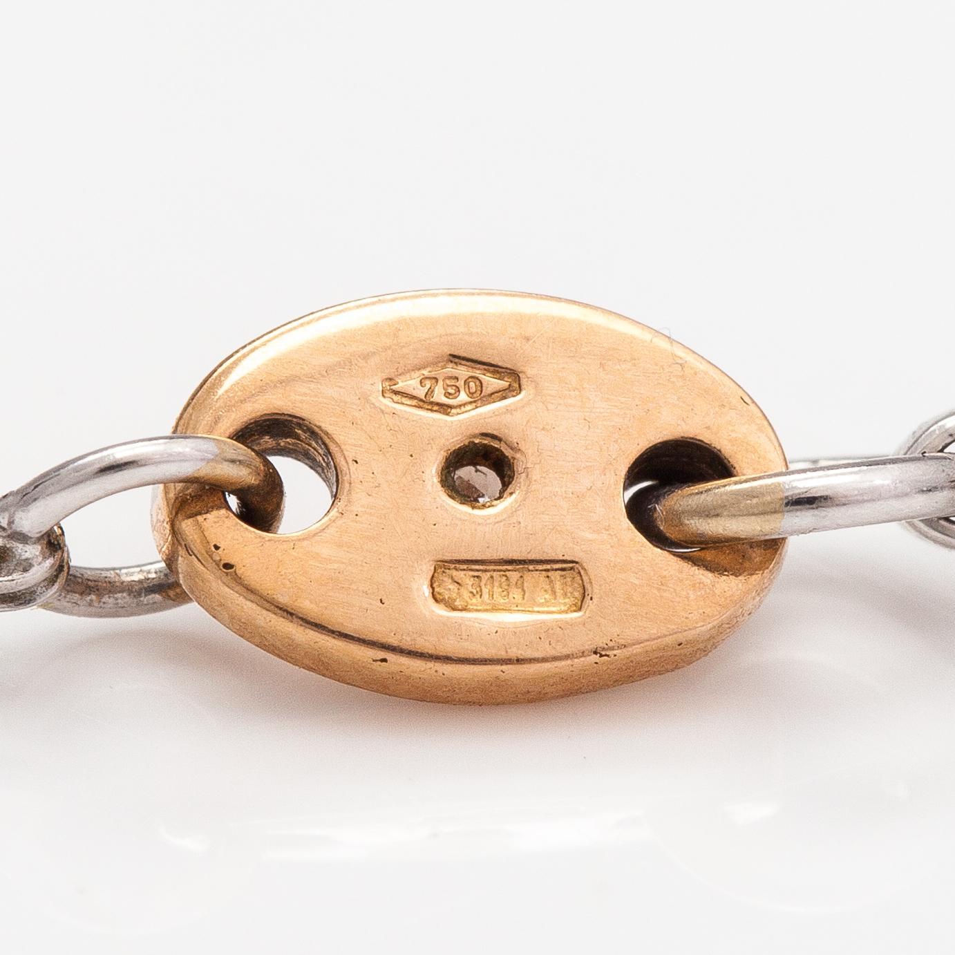 An 18K gold necklace with diamonds ca. 0.60 ct in total. Italy.
