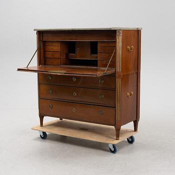 A late Gustavian mahognay secretaire by Jonas Hultsten, Stockholm (1773-1794).