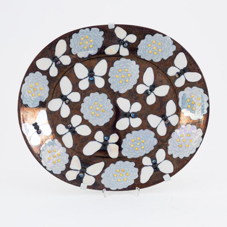 Birger Kaipiainen, a ceramic 'Butterfly' dish, Arabia Art 1982, Finland, signed and numbered 170/300.