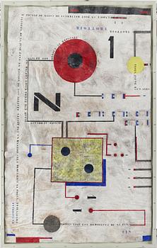 CAROUSCHKA STREIJFFERT, blandteknik och collage på kartong, signerad och daterad 98.