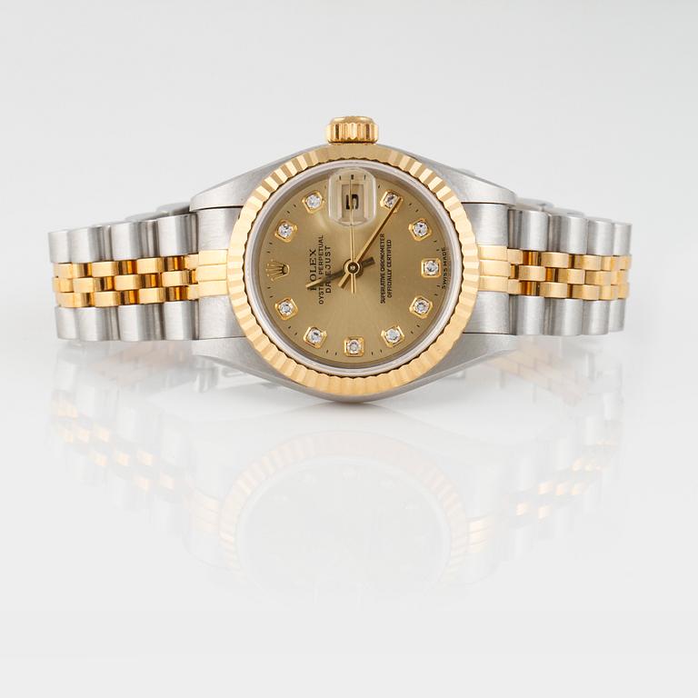 DAMARMBANDSUR, Rolex, Oyster Perpetual Datejust, stål och guld, ca 1997/8.