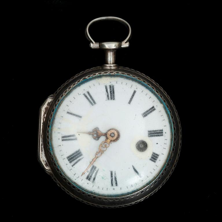 FICKUR, spindelgång, silver, 1700-talets senare del.