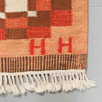 A flat weave, possible Helge Hamnert, signed HH, second half of the 20th century, ca 190 x 141 cm.