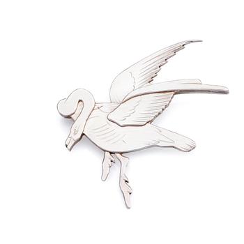 Wiwen Nilsson, a sterling silver brooch of a flying goose, Lund 1961, nr 8.