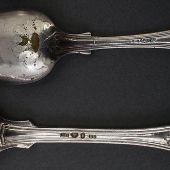 BESTICK, 42 delar, silver, modell Engelsk Snäck, 18/1900-tal.