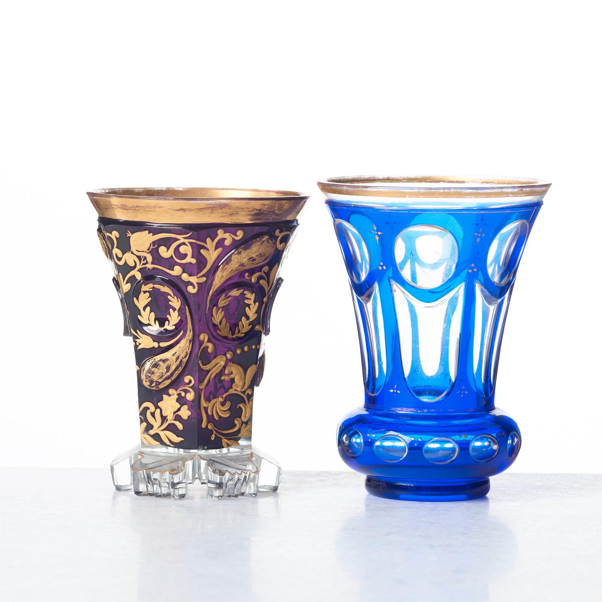Two Russian cut and gilded beaker glasses, 19th Century.