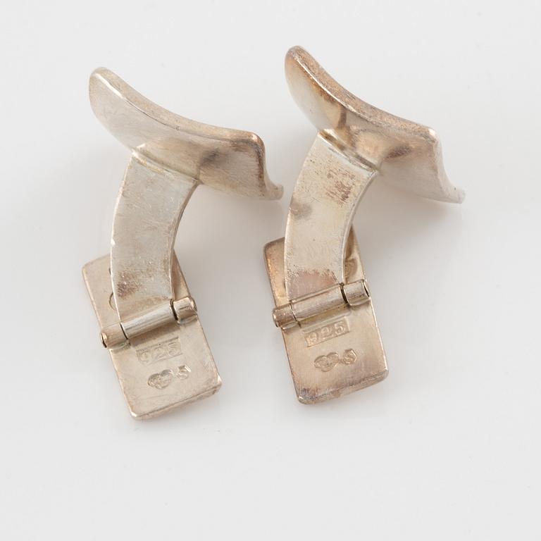 Cufflinks and shirt studs, three pairs, Högbergs, silver and gilded details.