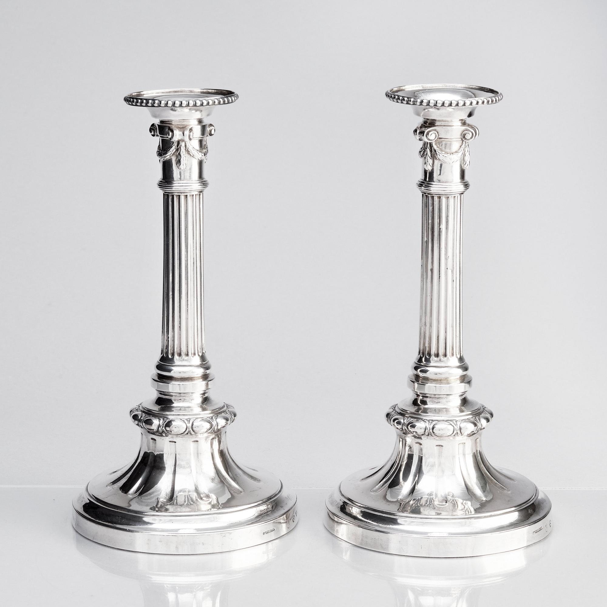 Pehr Zethelius, ljusstakar, ett par, silver, Stockholm 1779. Gustavianska.