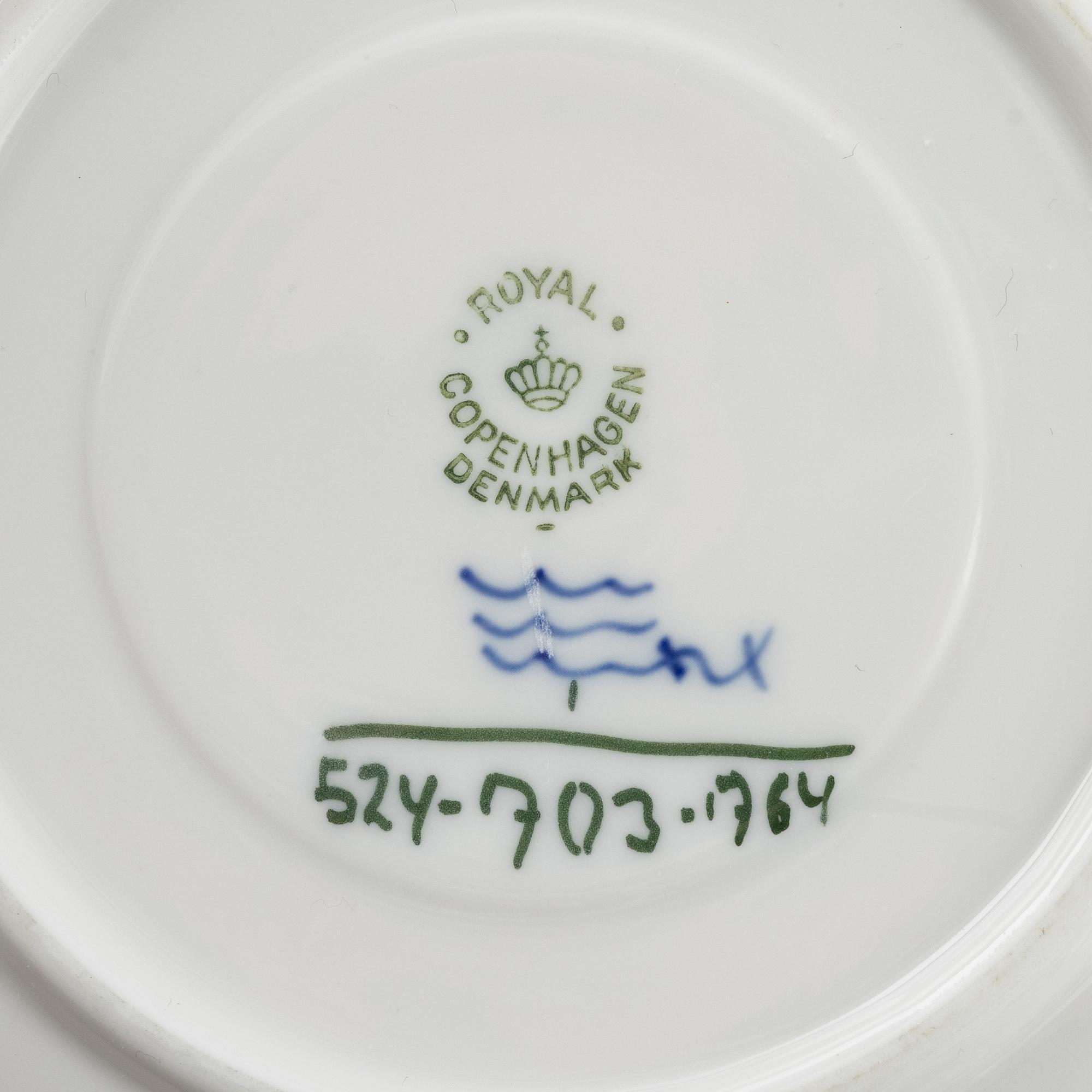 A 48-piece coffee and tea service, half lace and full lace 'Musselmalet', Royal Copenhagen, Denmark.