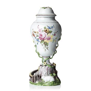 A Marieberg faience vase with cover, 18th Century.