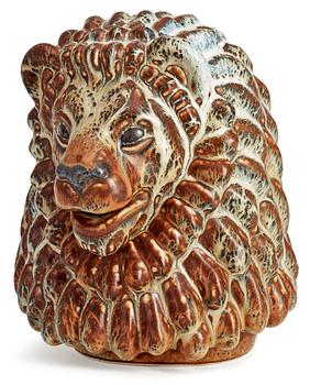 A Gunnar Nylund stoneware figure of a lion's head, Rörstrand.