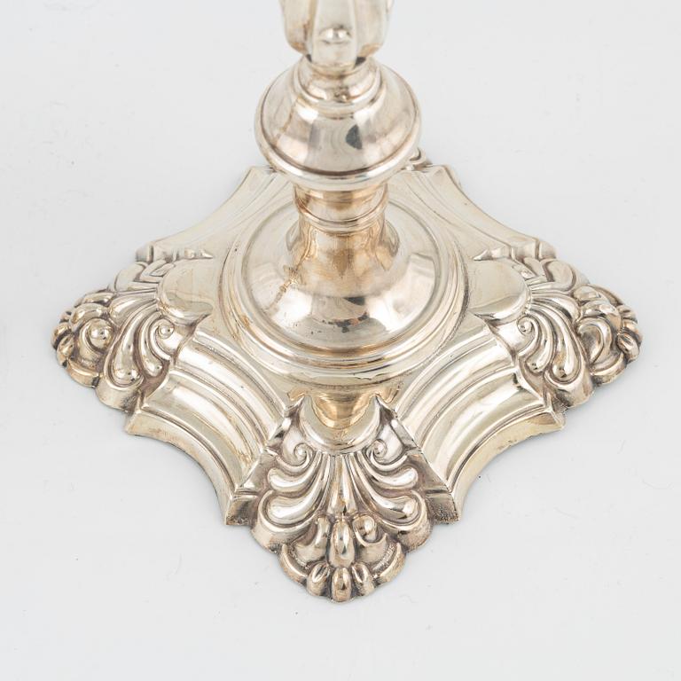 Two silver candleholders, Hampton Utilities, Birmingham, England, 1990.