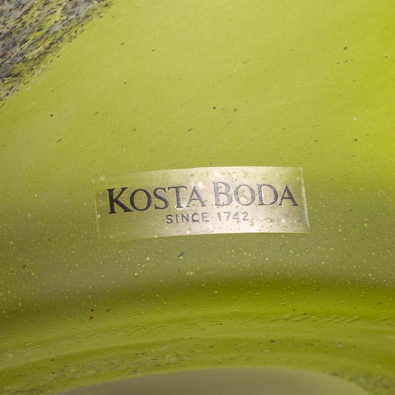 KJELL ENGMAN, a vase and two glass sculptures, Kosta Boda, Signed.