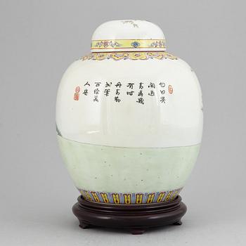 A famille rose jar with cover, China, Republic style, 20th Century.