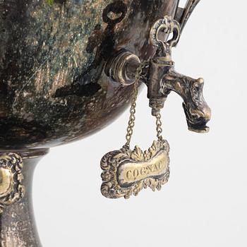 C.R. Carlström, brännvinskylare, nysilver, tidigt 1900-tal.