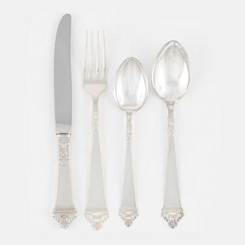 A Norwegian Silver Cutlery, model 'Odel', including mark of Nils Hansen, Oslo (48 pieces).