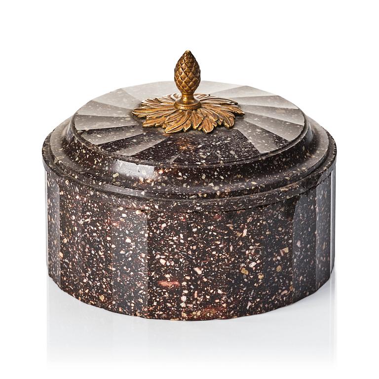 A Swedish Empire 19th century porphyry butter box.