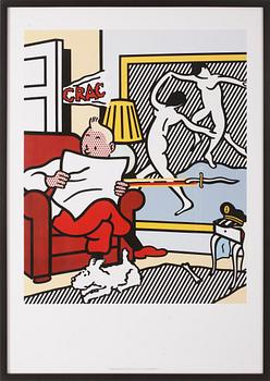 Roy Lichtenstein · ROY LICHTENSTEIN, efter, offsetlitografi, 1995. "Tintin Reading II".