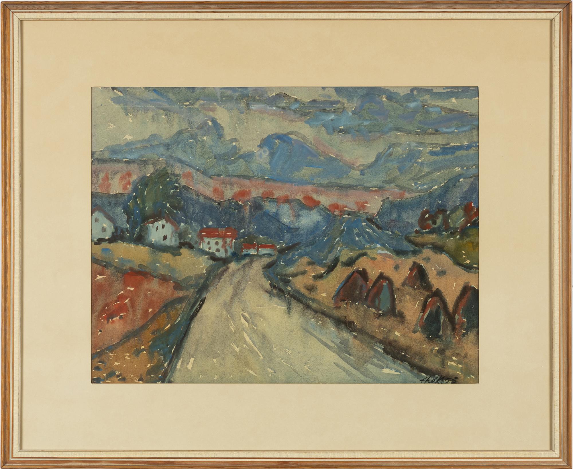 Endel Köks, Landscape with houses.