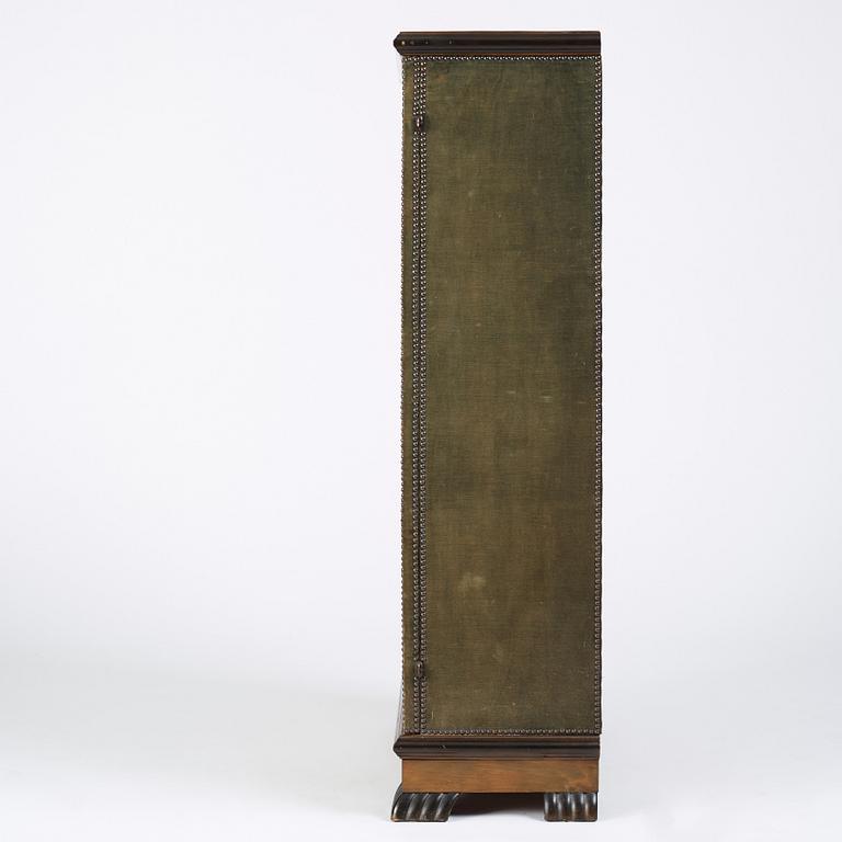 Otto Schulz, a velvet covered Swedish Modern cabinet, Sweden, late 1920s.