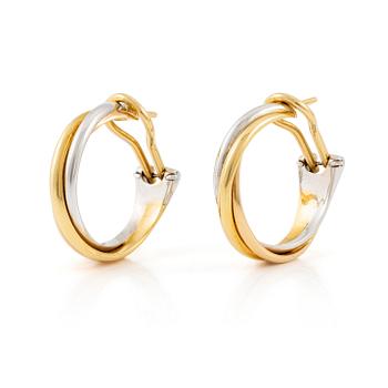520. Cartier a pair of "Trinity" earrings 18K gold in three colours.