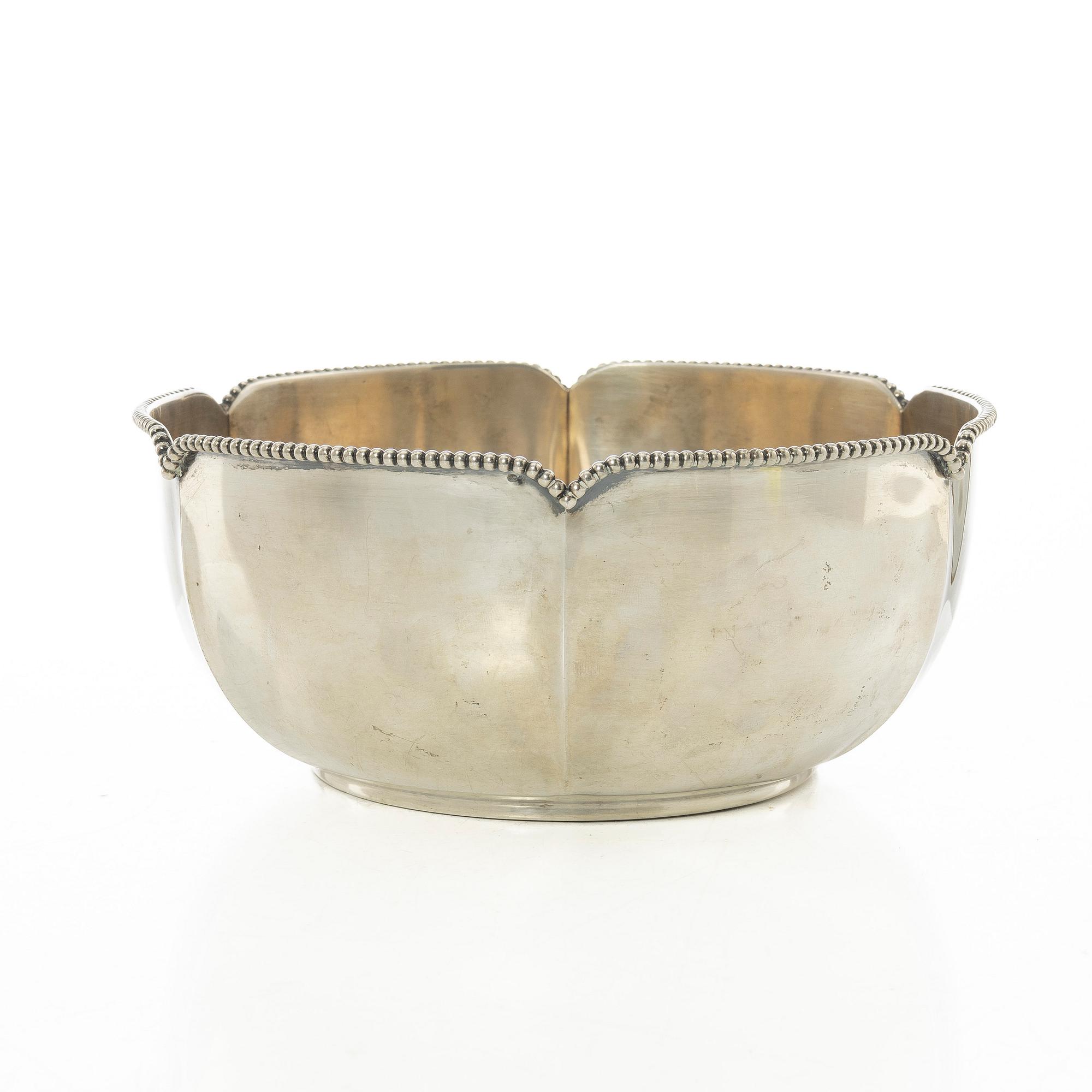 Bowl, silver, Swedish import mark, 20th century.