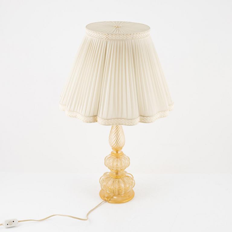 Table lamp, glass, possibly Barovier & Toso, Murano, Italy.