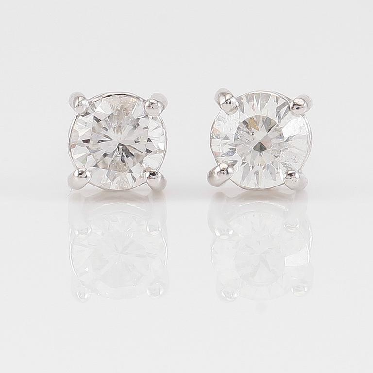 ÖRHÄNGEN, 1 par, 18K vitguld och diamanter tot ca 0.86 ct.