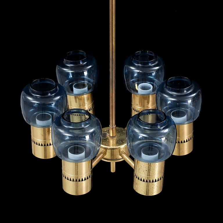 HANS-AGNE JAKOBSSON, a brass and glass ceiling light, Markaryd.