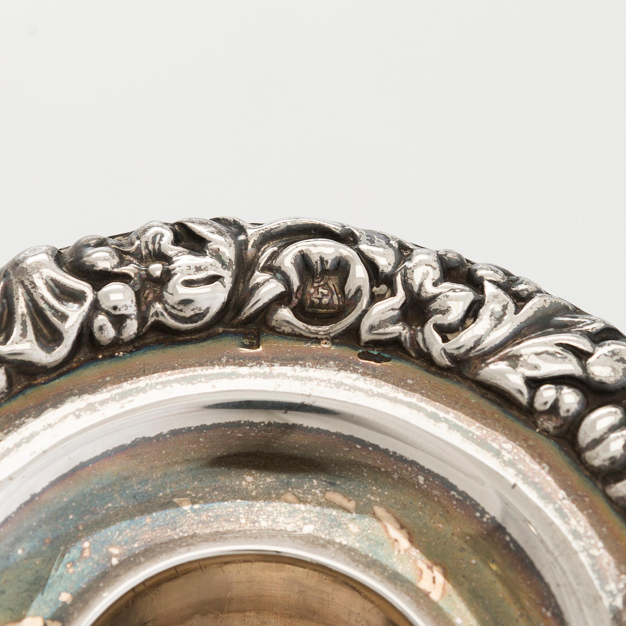 A pair of silver candelabras, a pair, Belgium 1831-1868.