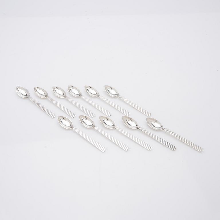 Georg Jensen, kaffeskedar, 11 st, sterling silver, modell "Bernadotte", design Sigvard Bernadotte, Köpenhamn, Danmark.