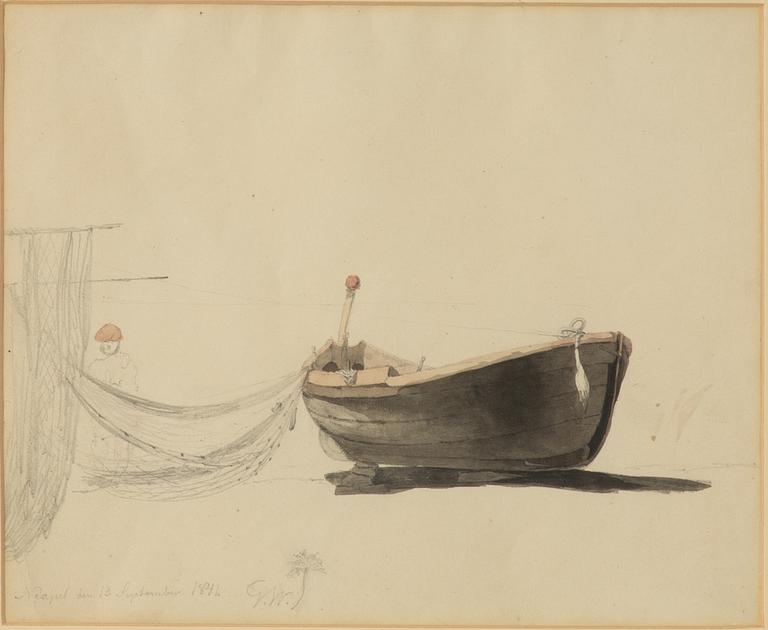 Gustaf Wilhelm Palm, Båt på strand, Neapel.