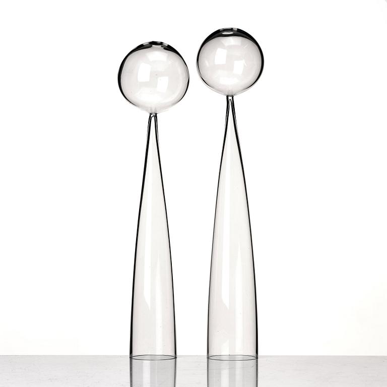 John Selbing, two glass sculptures "Klot över kon", Orrefors, Sweden 1954.