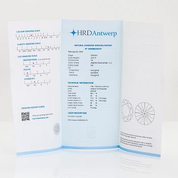 An 18K rose gold ring, with a brilliant-cut diamond approximately 2.01 ct, accompanying HRD report.