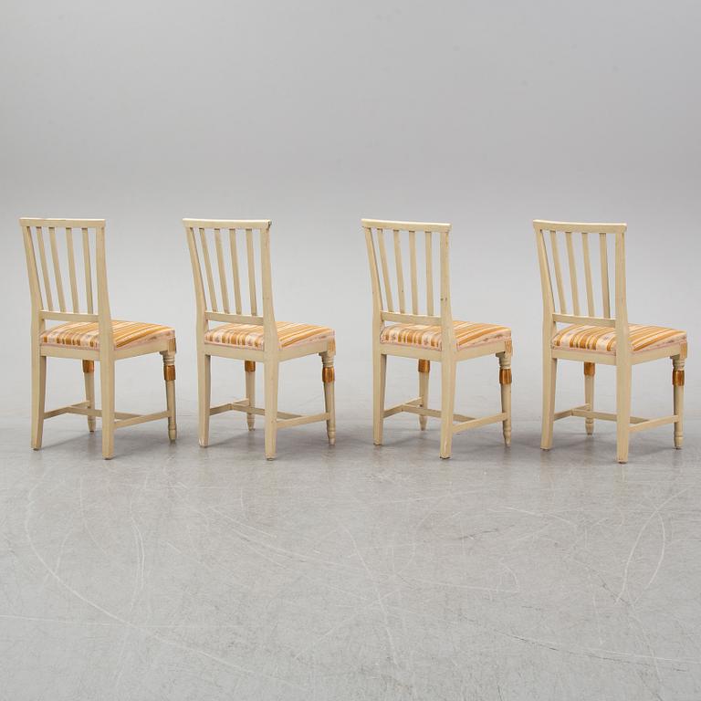 A set of two late Gustavian chairs and two chairs in late Gustavian-style, 19th and 20th Century.