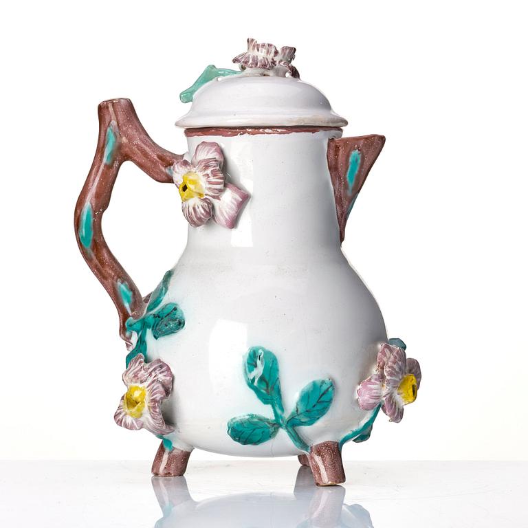 A Swedish Marieberg faience pot with cover, period of Ehrenreich, (1758-1766).