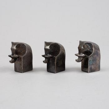 Gunnar Cyrén, three silver plated zinc figurines, Dansk Designs, Japan.