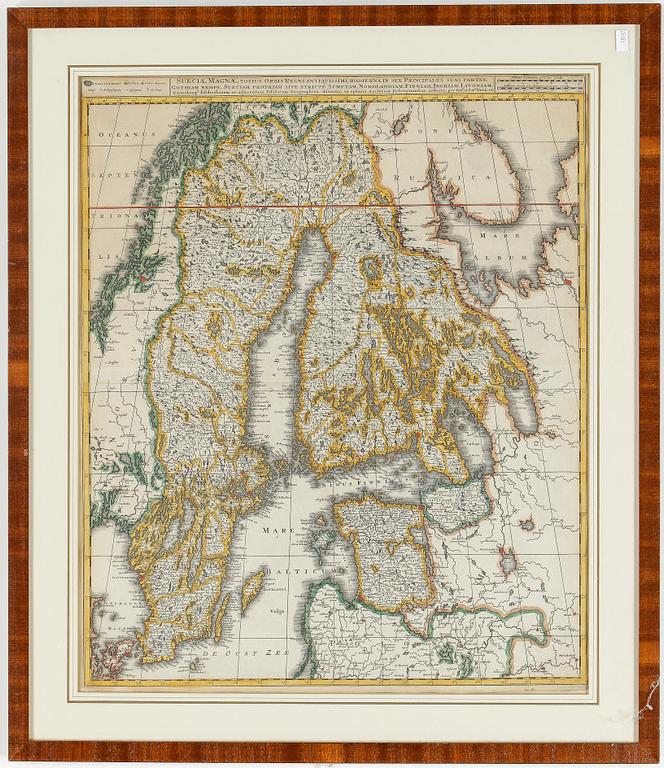 KARTA, över Sverige, 1700-tal.