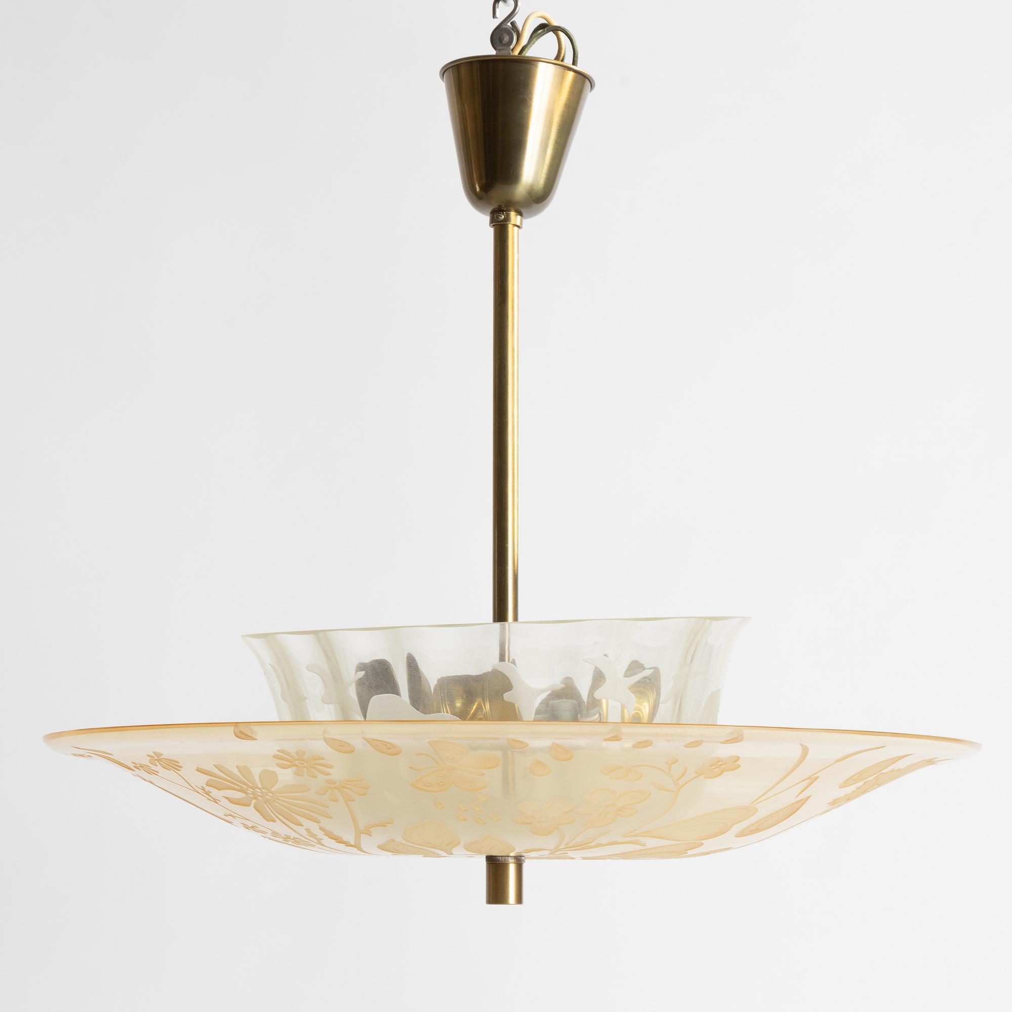 A Swedish Modern ceiling lamp, 1940's.