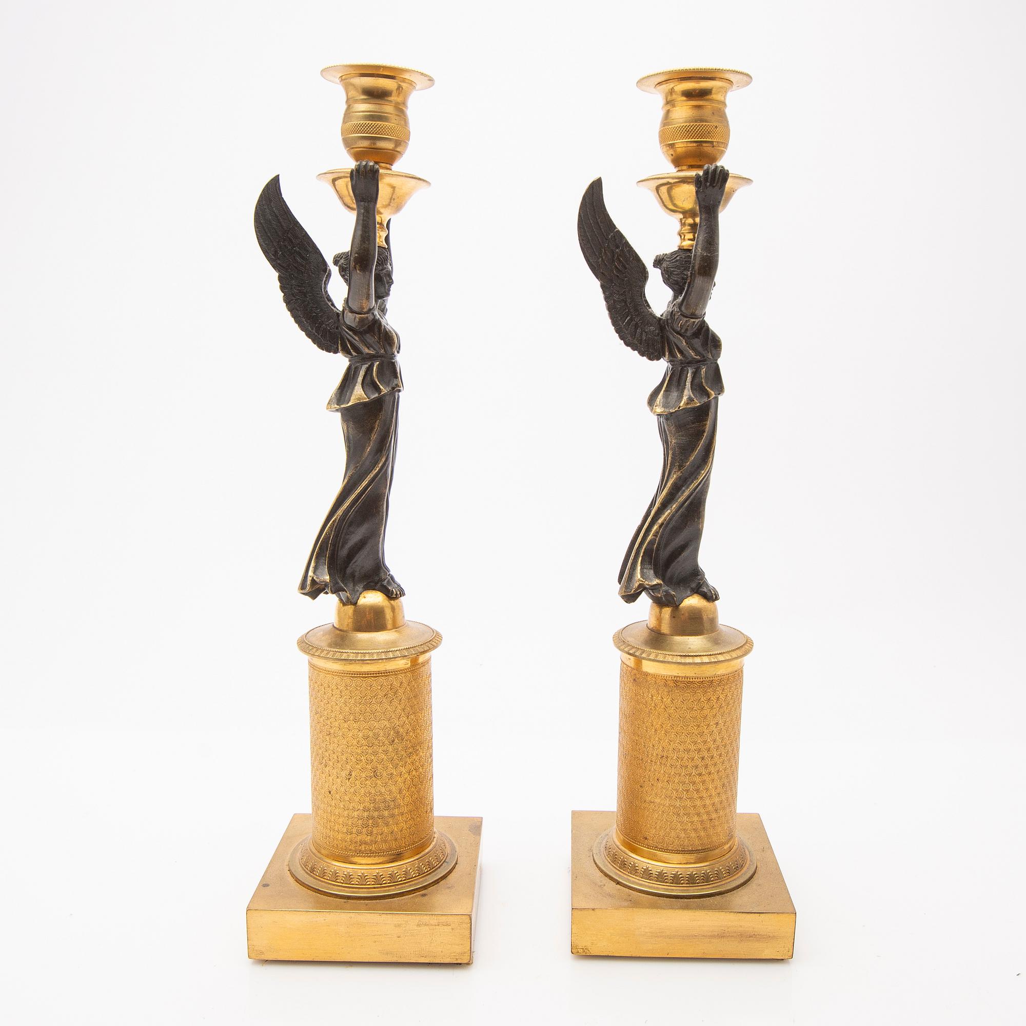 Candelabras, a pair, Empire style, France, second half of the 19th century.