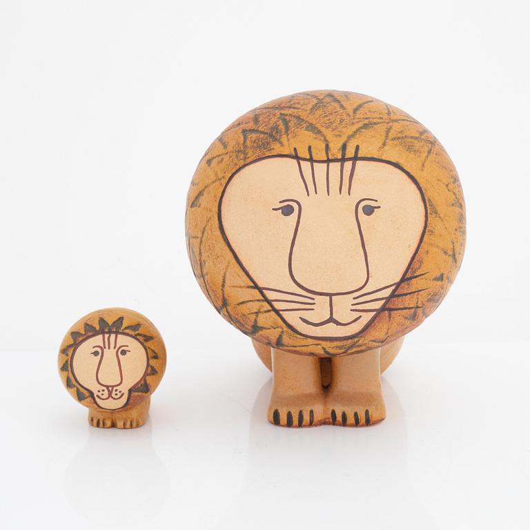 Lisa Larson, two signed stoneware lions, Gustavsberg.