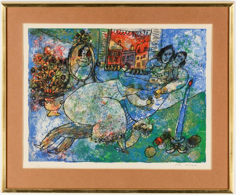 THEO TOBIASSE, färglitografi, ur mapp "The song of songs of King Salomon", provtryck 4/30.